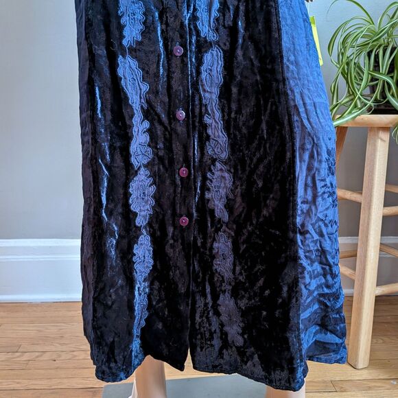 NWT Vintage 90s French Gear Blue Maxi Dress Mixed Media Boho Whimsygoth Size XL - Picture 5 of 12